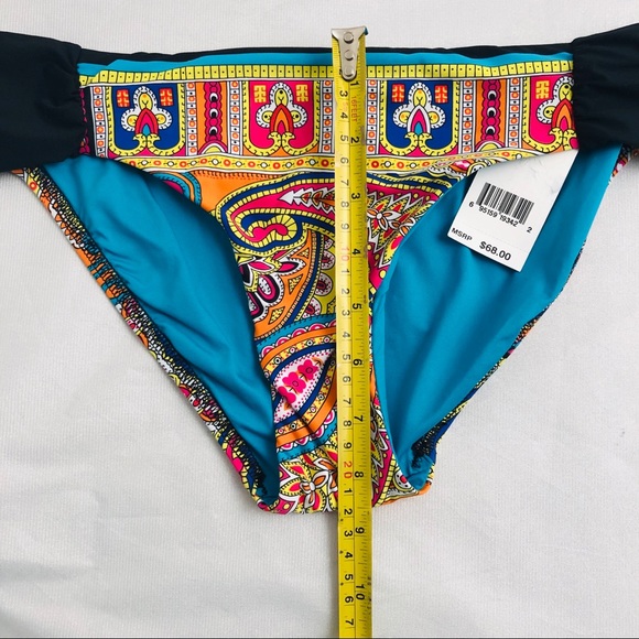 Trina Turk swim and spa Nepal black multicolor paisley print bikini bottom - Picture 8 of 11